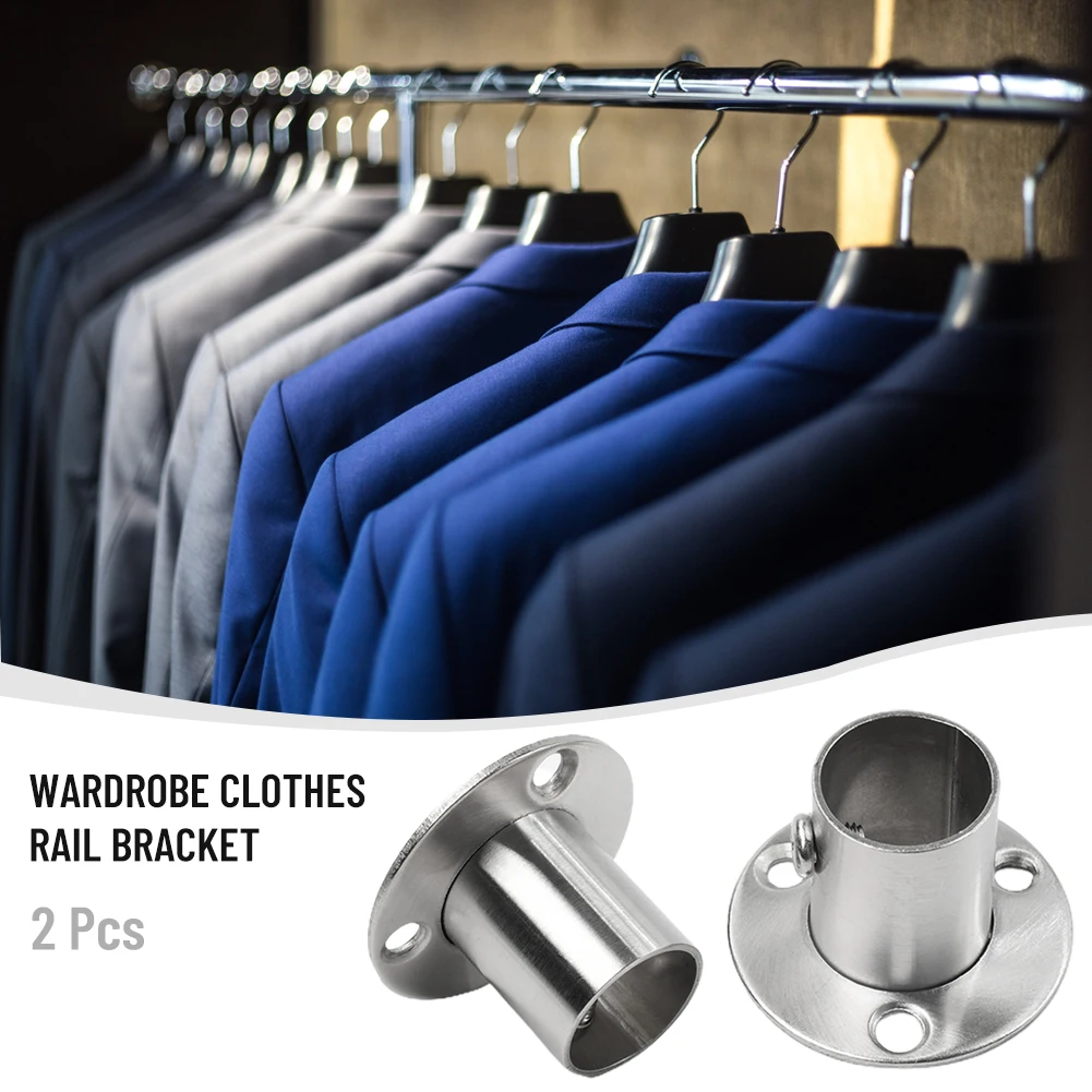 22.5mm Closet Rod Brackets 26mm Stainless Steel 19.5mm Bracket Cabinet Closet Clothes Flange High quality Rod Home