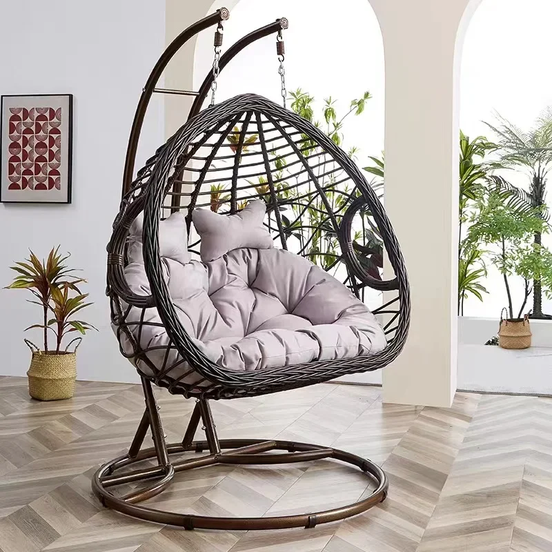 

Двойной повседневный бытовой стул из ротанга, дизайн подвесной корзины, качели для отдыха в помещении и на открытом воздухе