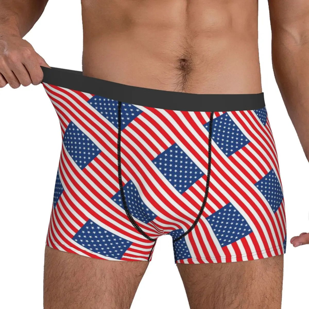 American Flag Underwear Red Stripes Print Funny Underpants Custom Shorts Briefs 3D Pouch Man Plus Size Trunk