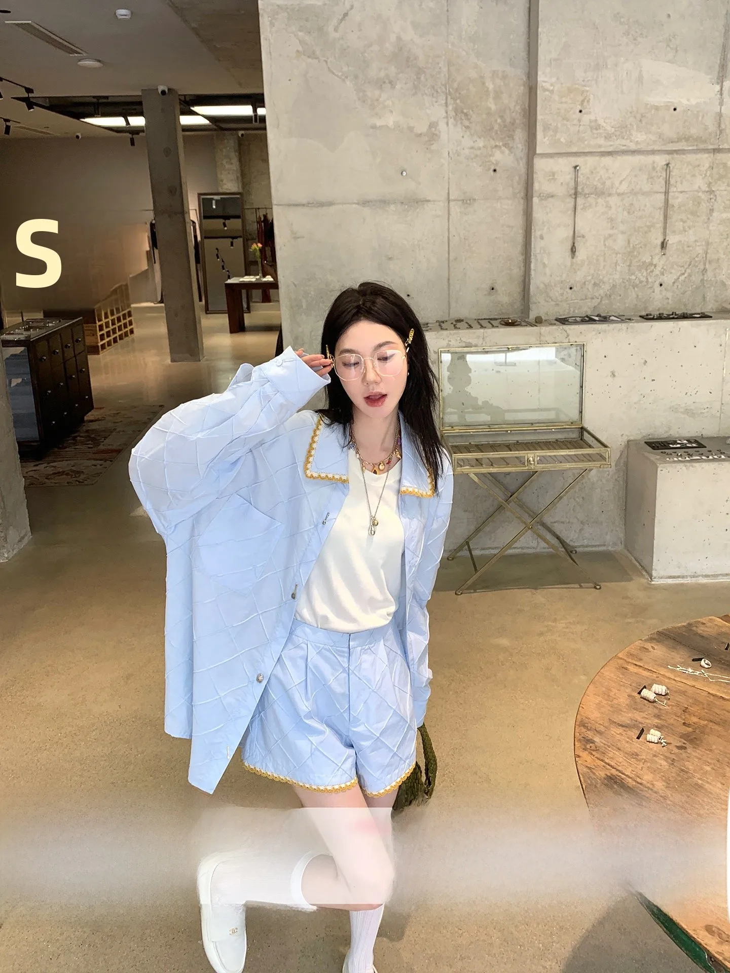 

Summer Thin Design Sense Loose Long Sleeve Sun Protection Shirt for Women Grid Pattern Splicing Lace Patchwork Breathable Cot...