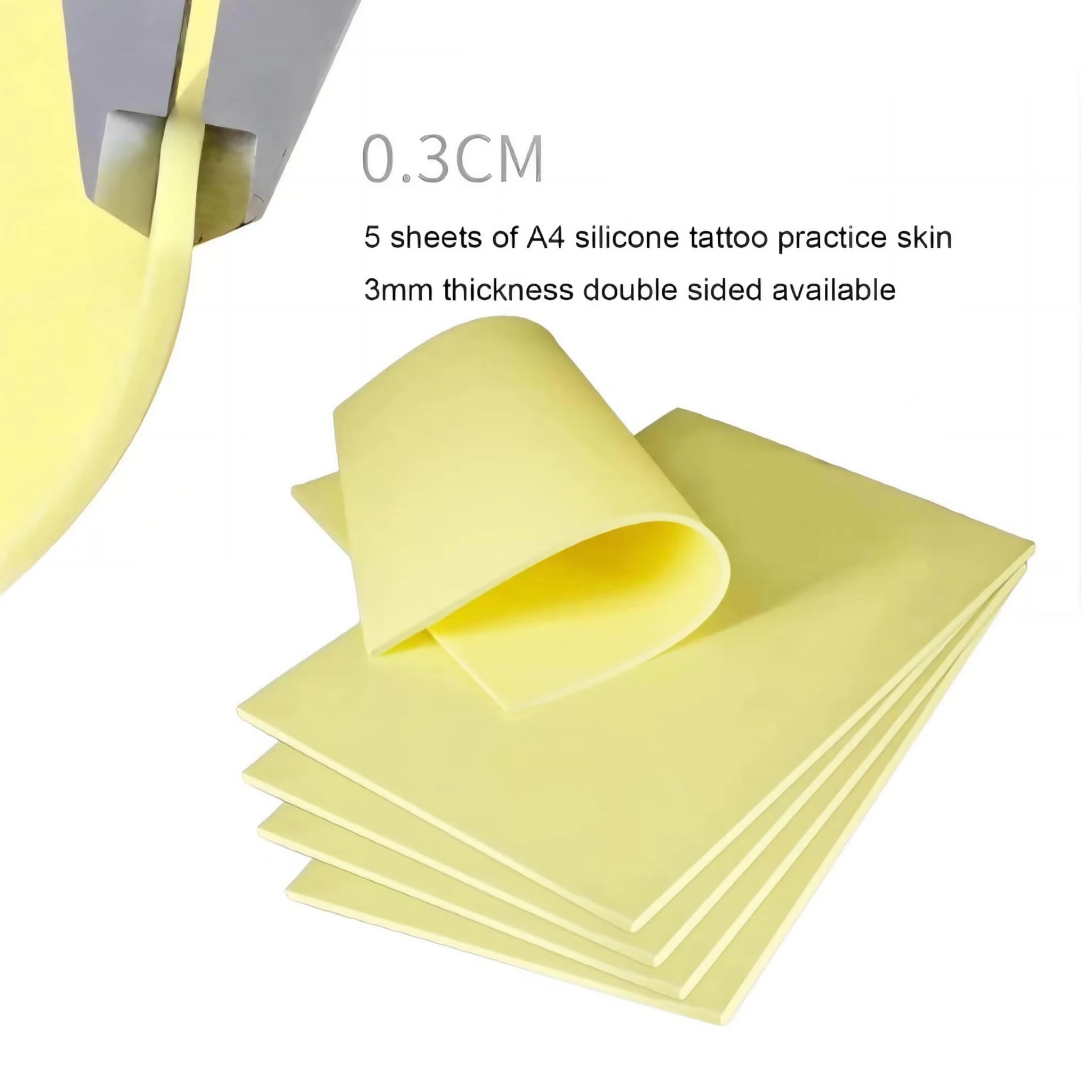 3MM A4 Size Tattoo Practice Skin Double Sides Silicone Microblading Eyebrow Permanent Makeup Practice Skin Tattoo Supplies