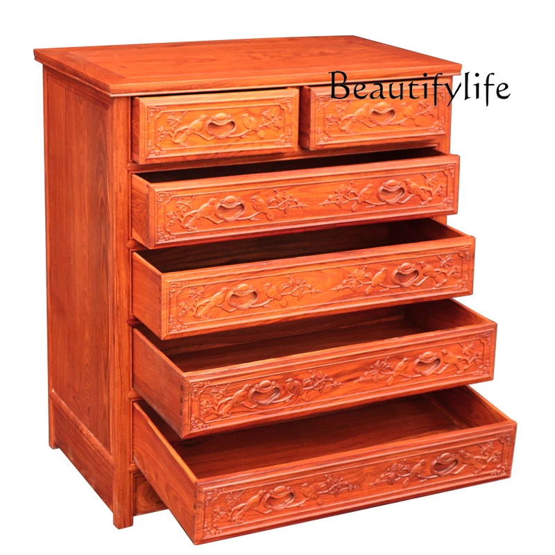 

rosewood solid wood four five six chest cabinet Chinese carved storage drawer mahogany furniture wardrobe sour branch color