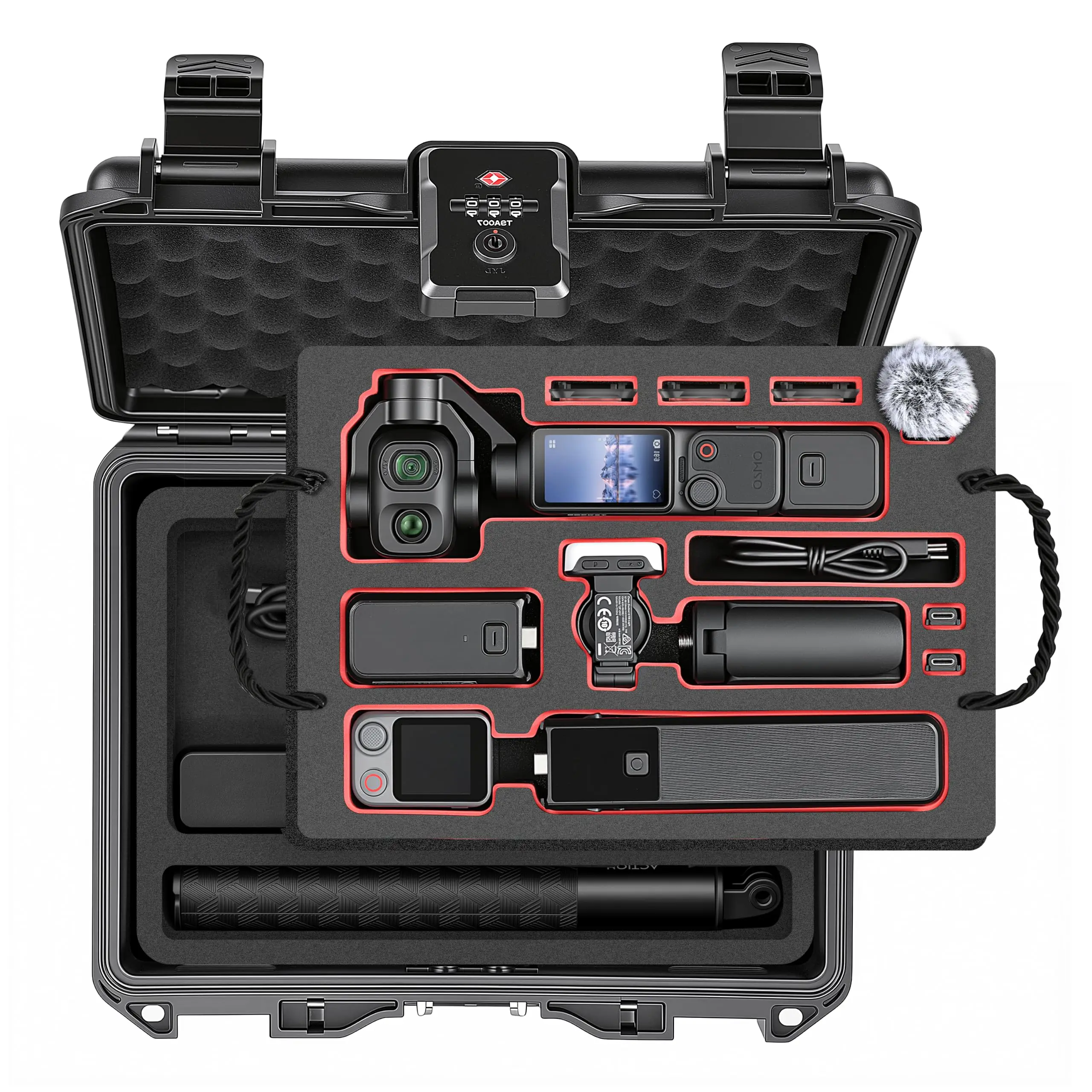 Pocket 4P Waterproof Hard Case for DJI Osmo Pocket 4/4Pro Creator Combo Accessories Double-layer with TSA Lock Travel Box