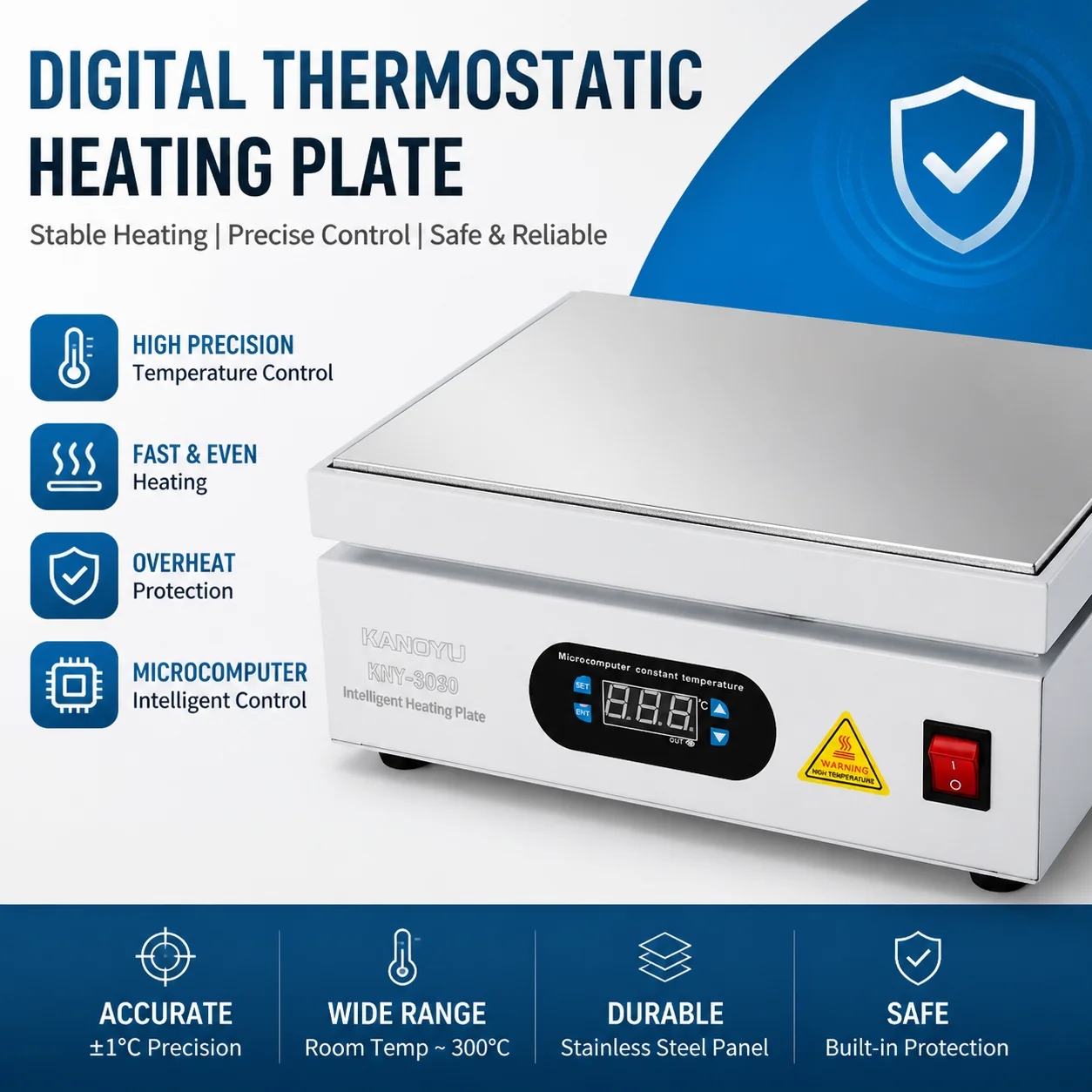 KANOYU-3030 Digital Constant Temperature Preheating Platform Electronic Hot Plate Reflow Soldering Station PCB Board Repair