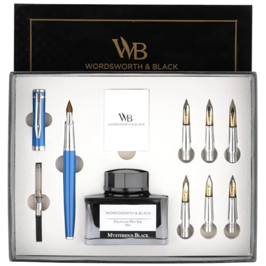 

Calligraphy Pen Gift Set Includes Bottle 6 Cartridges Refill Converter 6 Replacement Nibs Premium Package Journaling Smooth Wri