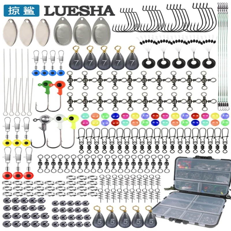 طقم ملحقات طُعم مكون من 246 قطعة: خطافات رأس تهزهز، دوارة، ألواح ضوضاء، مستلزمات صيد الأسماك. #1