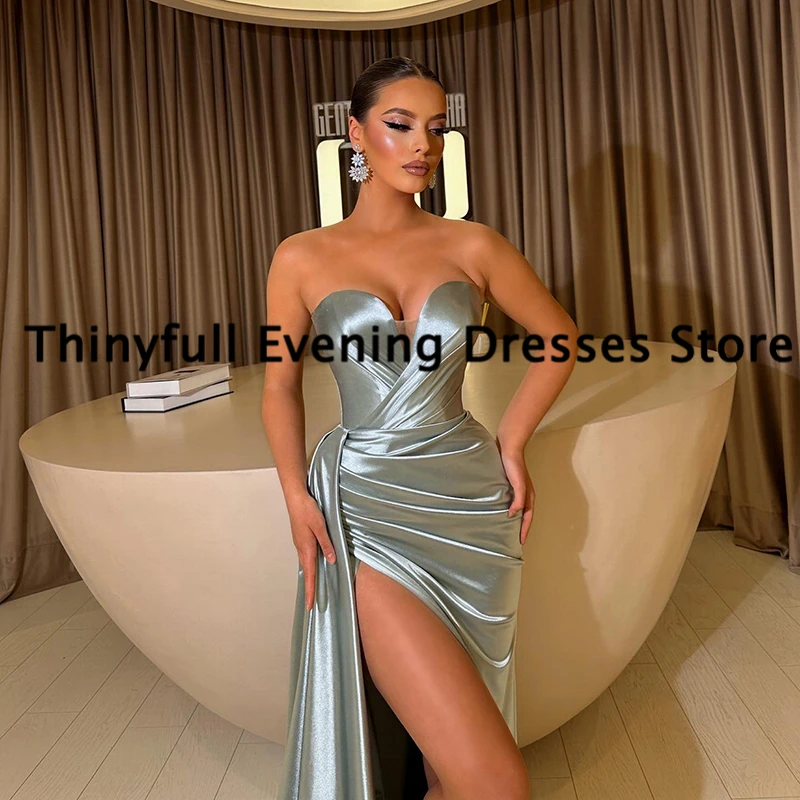 Thinyfull Sexy Mermaid Prom Dresses Sweetheart Side Slit Evening Dress Formal Saudi Arabia Night Cocktail Party Gowns Customized