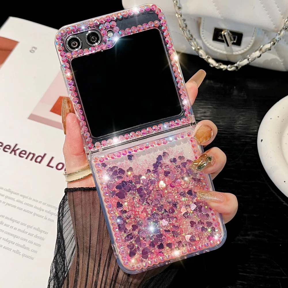 

Glitter Diamonds Quicksand Cover Funda For Samsung Z Flip 7 Luxury Cases For Samsung Galaxy ZFlip 6 zflip5 4 3 Transparent Case