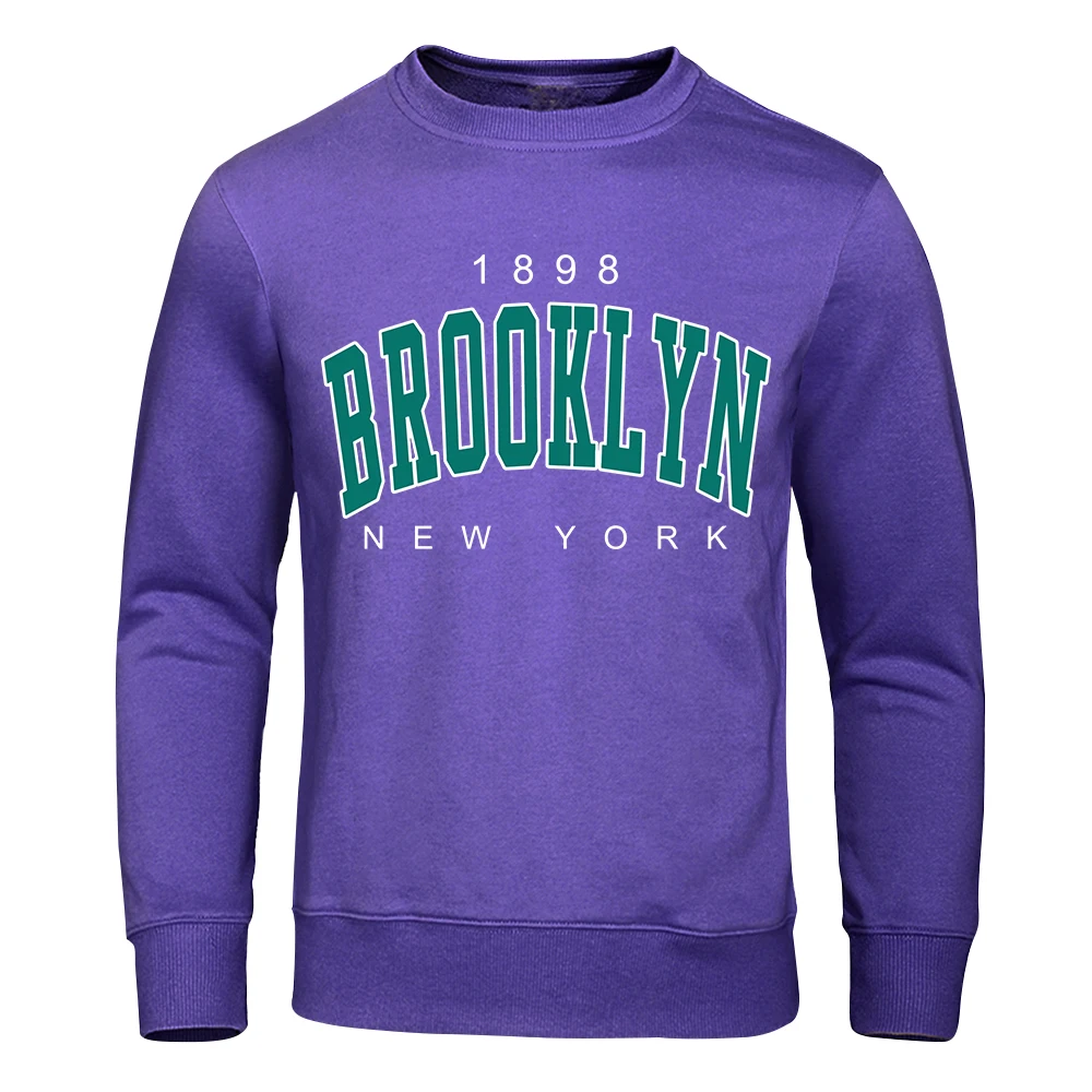1898 Brooklyn New York baskı Mens Hoodies moda gevşek kazak kazak Hip Hop sokak giyim rahat polar erkek Hoody