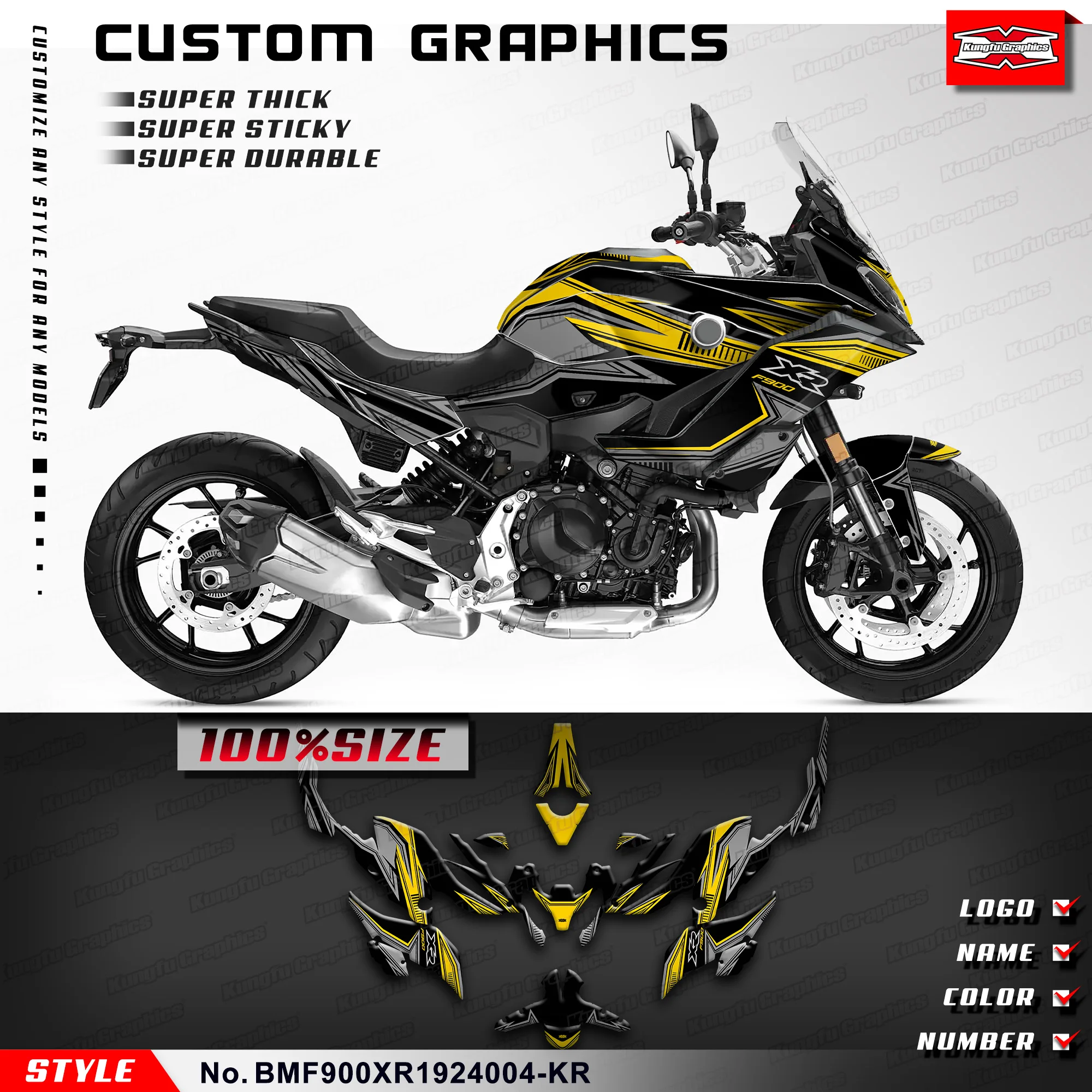 

KUNGFU GRAPHICS Custom Motorcycle Sticker Decal Kit for F900XR 2019 2020 2021 2022 2023 2024, BMF900XR1924004-KR