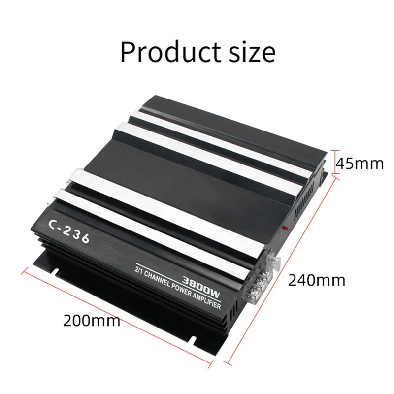 A29F-3800W High Power Car Sound Amplifier 2-Channel Car 12V Amplifier Stereo Car Audio Receiver Parts For Car Audio Modification
