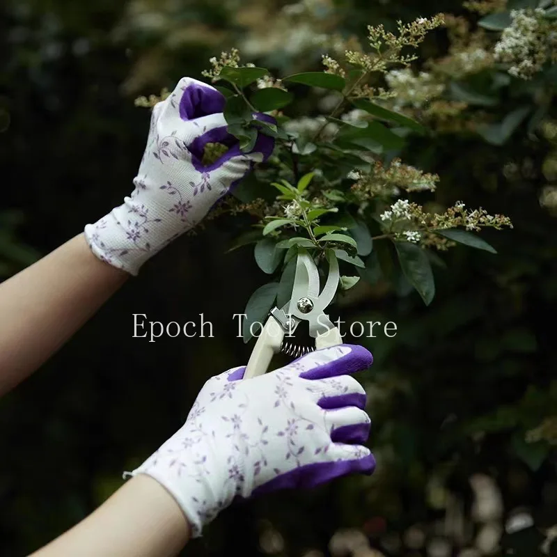 Guantes de trabajo de látex de espuma transpirable para mujer, guantes de goma para jardinería, paisaje, bricolaje, talla única