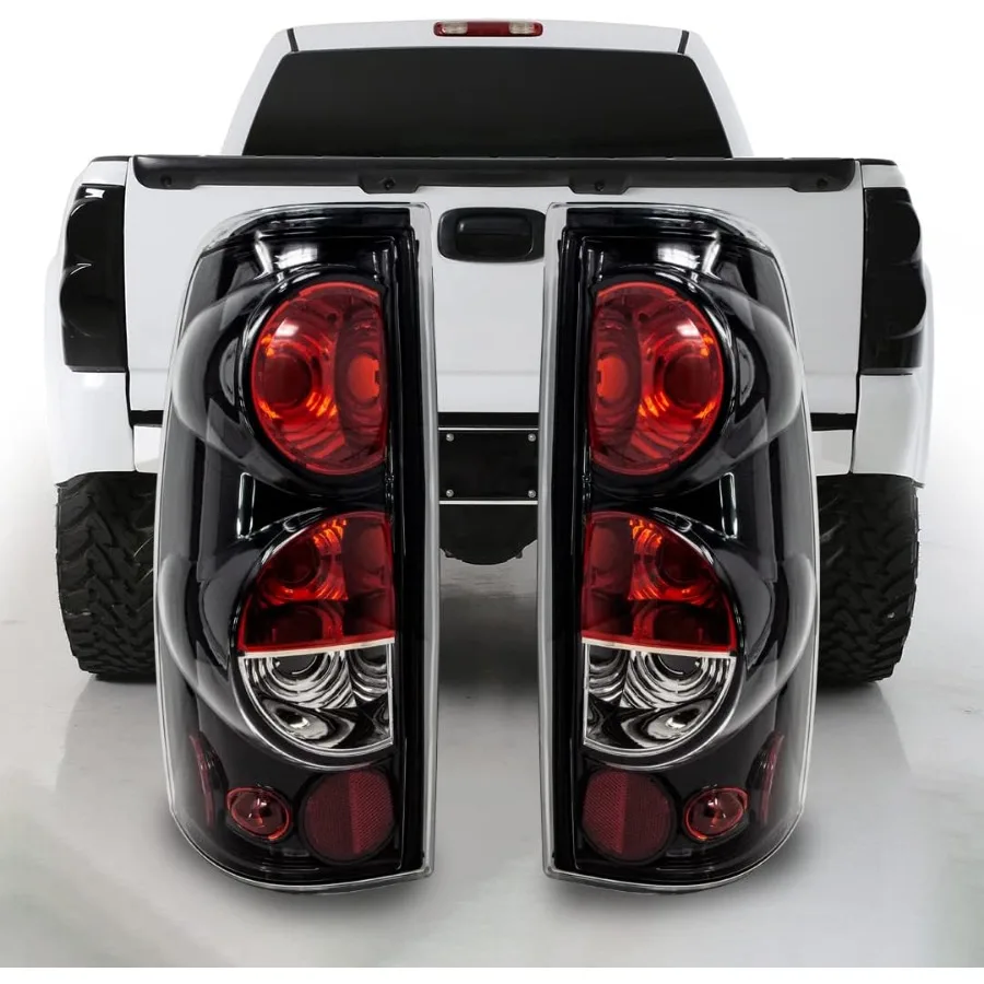 Tail Lights Compatible with 19992006 Chevrolet Silverado and 19992003 GMC Sierra Black Clear Lens Enhanced Visibility and Durab