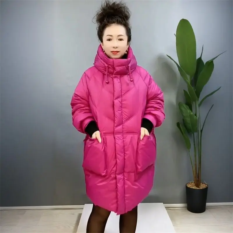 

plus Size Mom Women's Jaet Thiened Mid-Length Cotton Coat with Hood Bread Clothes for Middle-Aged And ly People