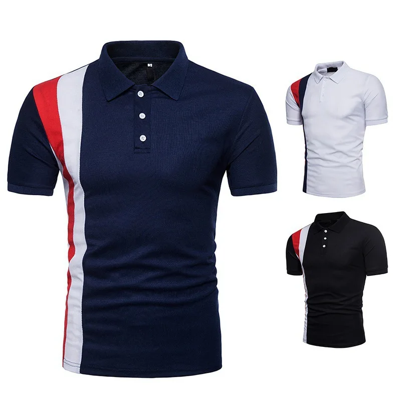 2024 Foreign Trade Men's Polo Shirt Short Sleeve Spliced Casual Polo Men's Summer Casual Polo Shirt Top