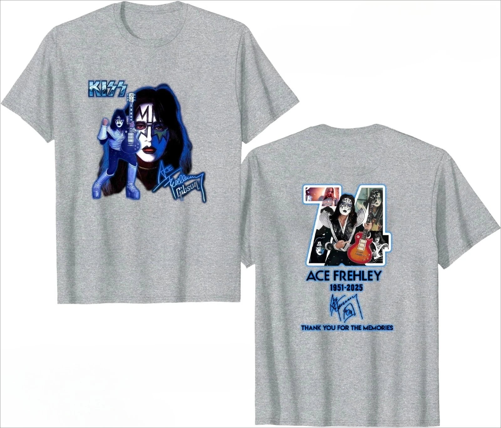 تي شيرت KISS Ace Frehley Legendary 1951-2025 التذكاري - متعدد الألوان الفاخرة الراقية لكل من الرجال والنساء Y2k #4