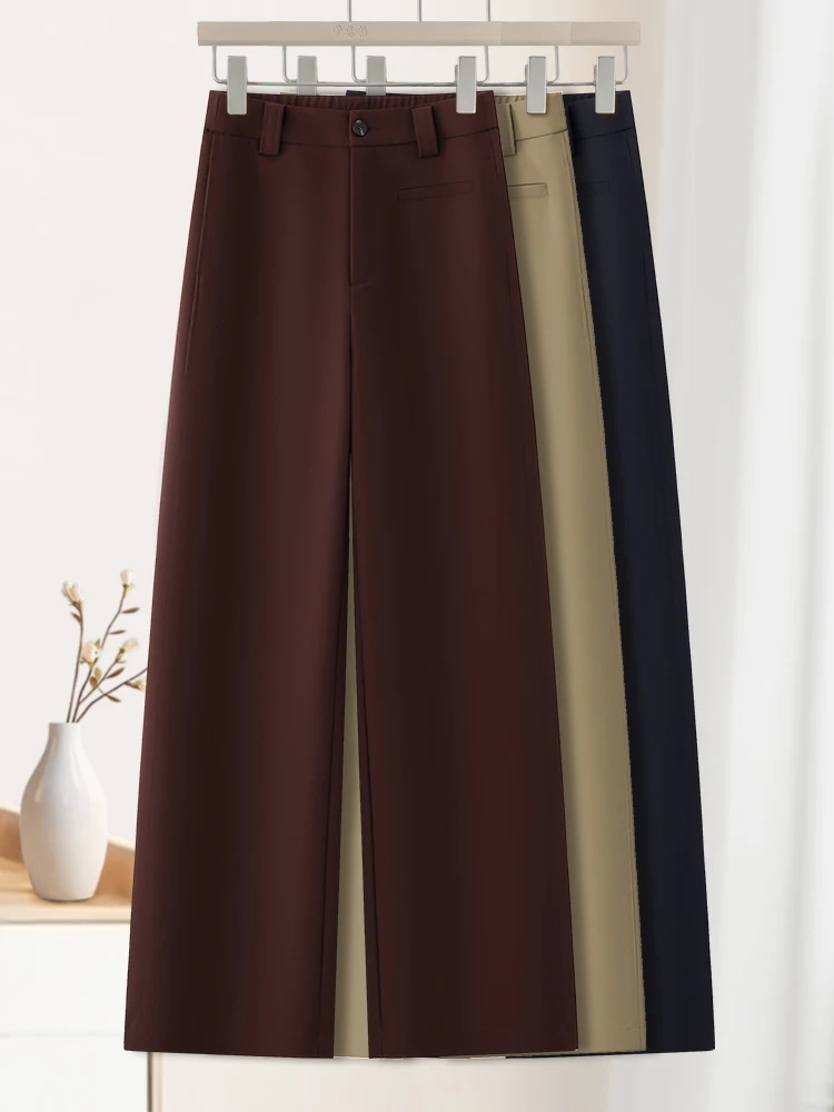 

Casual High Waist Wide Leg Pants Women's Spring Autumn New Style Loose Fit Cotton Straight Cut Pants Slimming Effect