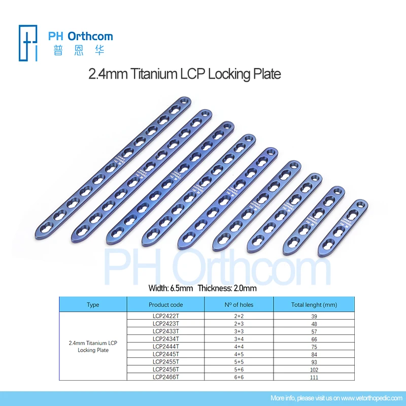 Imagem -02 - Placas de Bloqueio de Titânio Lcp Implantes de Liga para Pet Custos Ortopédicos Estabilização Interna Cirúrgica Veterinária 24 mm