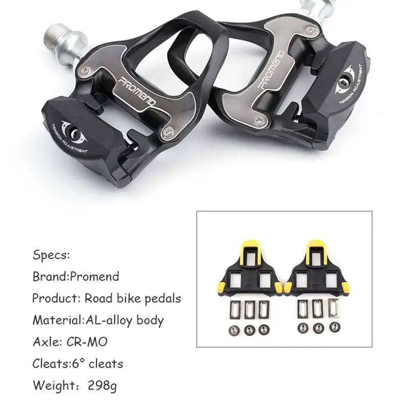 New 298g Cr-Mo Axle Self-lock Road Bicycle Pedals with Cleats CNC Aluminum Alloy Body Bearing Road Bike Pedal for Shimano SPD-SL