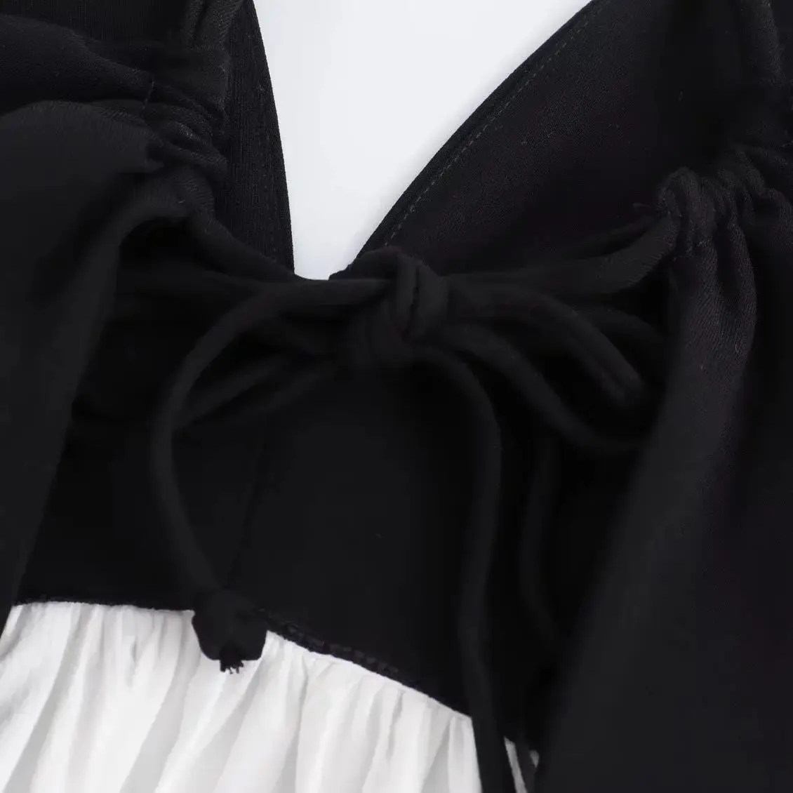 French Black White Patchwork Long Beach Party Dress Women Summer Sleeveless Ruffles Pleated Holiday Dresses 8396/653﻿