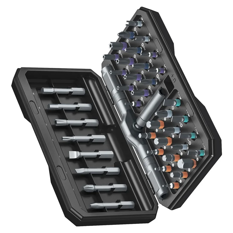 

A25F-многофункциональный набор отверток с храповым механизмом 42 в 1 с 40 магнитными сверлами, набор отверток с вращающейся трещоткой и ручкой