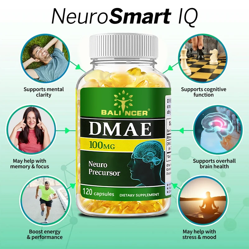 DMAE Capsules - Brain Health Supplement - Helps Improve Memory and Concentration, Promotes Mental Clarity, and Relieves Stress