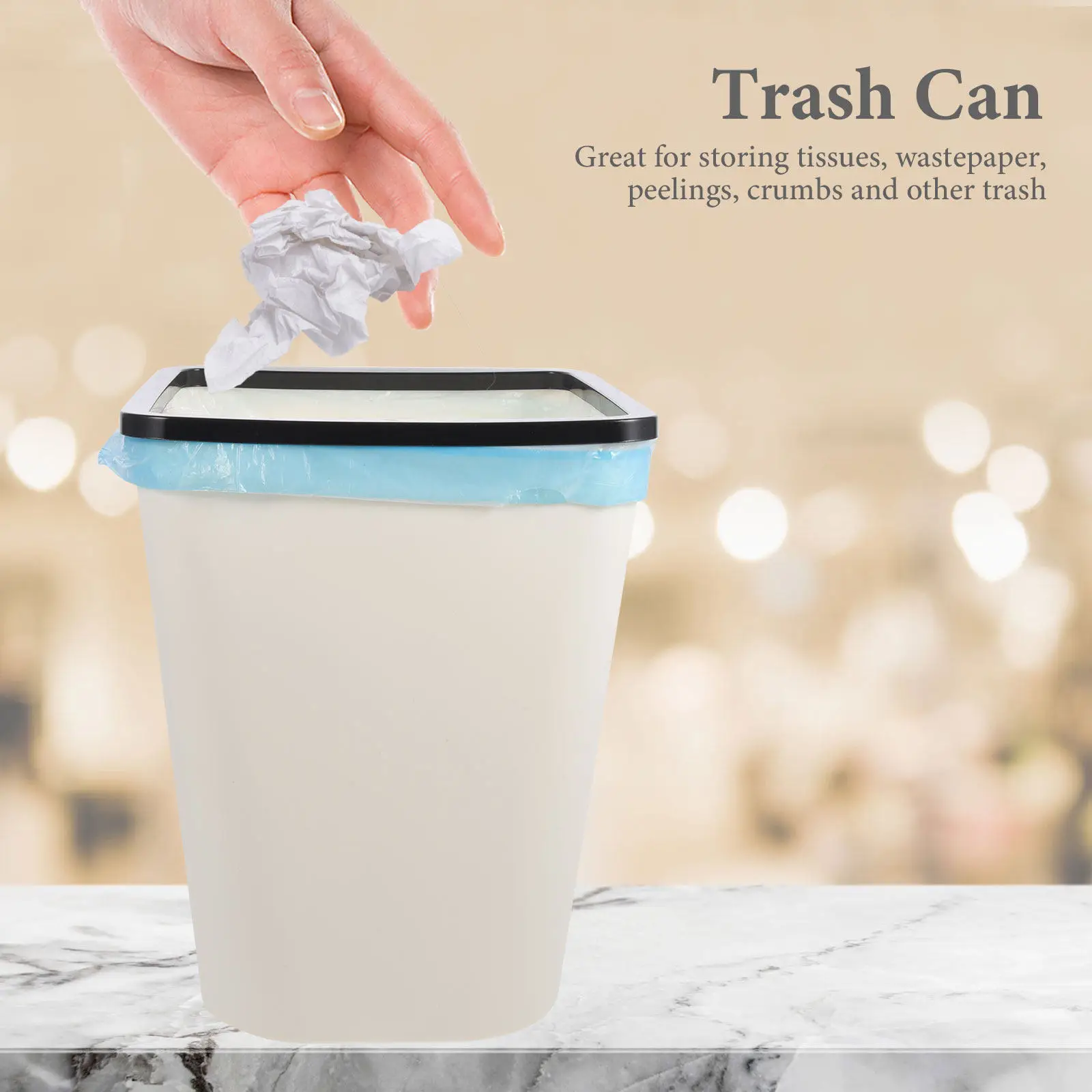 Square Trash Can for Dorm, Camper, Apartment – Lightweight & Sturdy Plastic Waste Bin for Kitchen, Bathroom, Living Room
