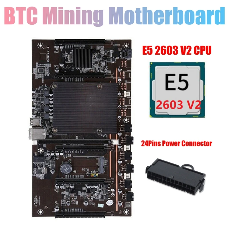 

H61 X79 BTC Miner Motherboard With E5 2603 V2 CPU+24Pins Power Connector Support 3060 3070 3080 GPU For BTC Miner Mining