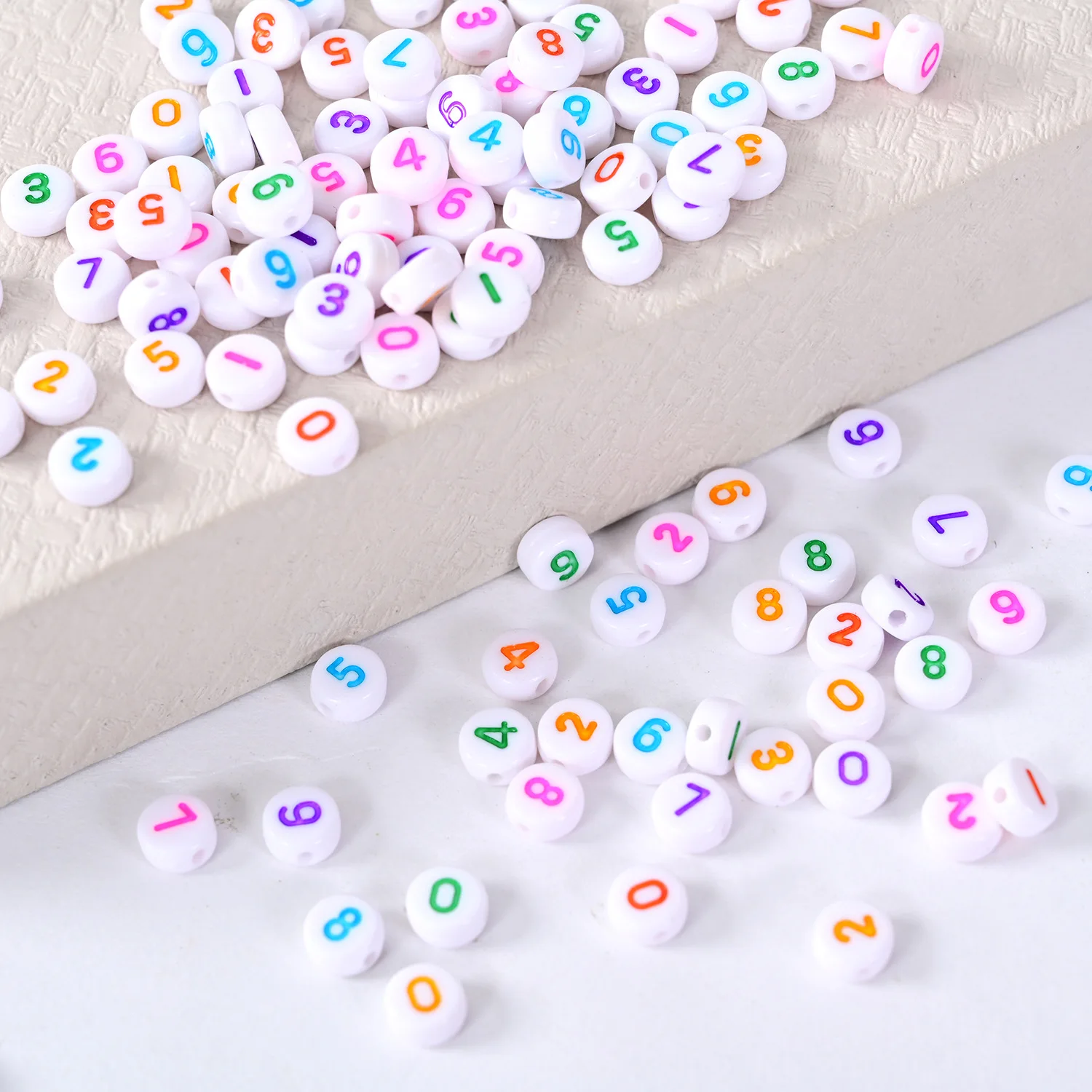 7mm Colorful Mixed Numbers Acrylic Beads Round Flat Alphabet Spacer Beads For Jewelry Making Handmade Diy Bracelet Necklace