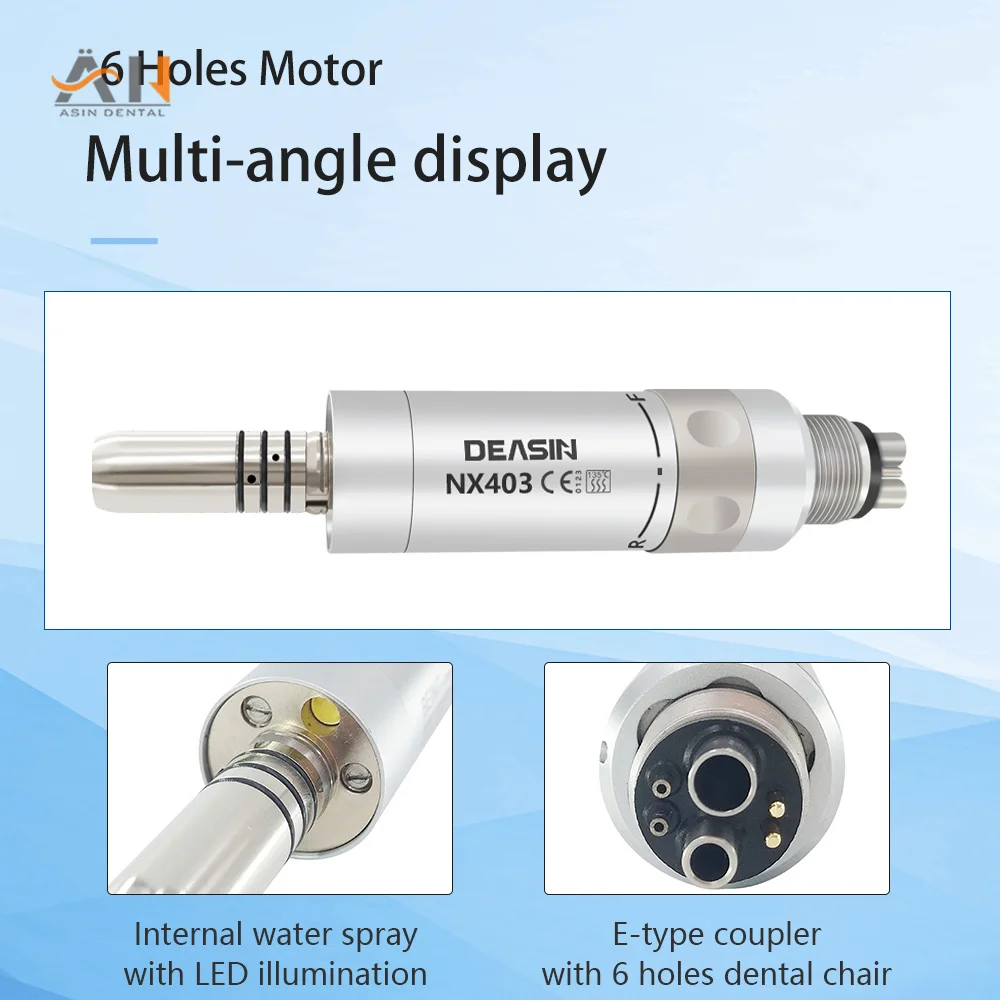 LED dentystyczny światłowód powolny niska prędkość typu E, wewnętrzny mikrosilnik z rozpyloną wodą, 6-otworowy, ręczny silnik powietrzny,