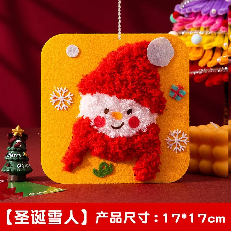 Zestaw do szycia dla dzieci, rękodzieło świąteczne z włókniny, zabawny zestaw do nawlekania, łatwy dla początkujących, zestaw do haftowania DIY, ręcznie robione ozdoby świąteczne.