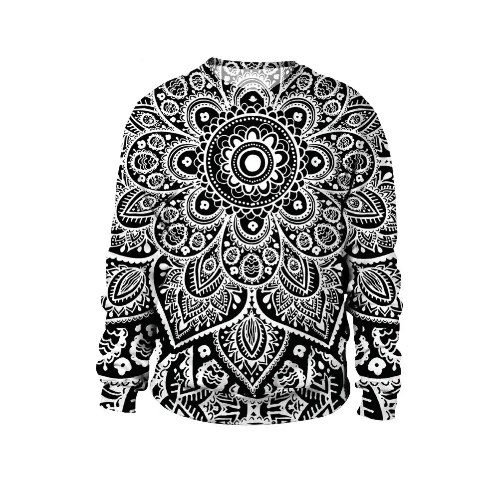 

IOOTIANY New Arrival Digital Printed Trending Hooded Mandala Women Tops Sweatshirt Hip Hop Red Sweatshirt Oversized Hoodies