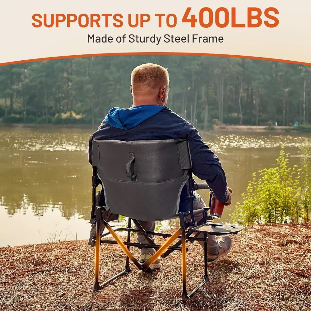 كرسي تخييم متين من الألومنيوم، خفيف الوزن ومحمول، يدعم 400 رطل #5