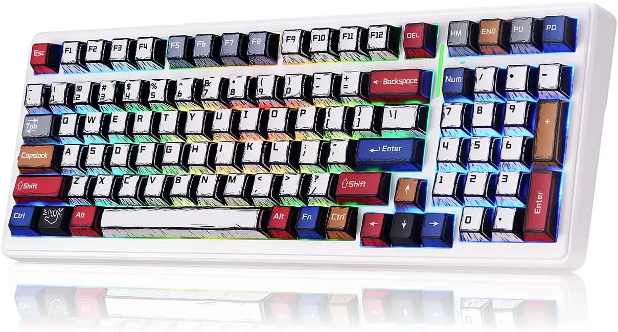 

Механическая игровая клавиатура Aula F99, беспроводная RGB-подсветка с возможностью горячей замены, трехрежимная BT5.0/2,4 ГГц/USB-C, структура прокладок