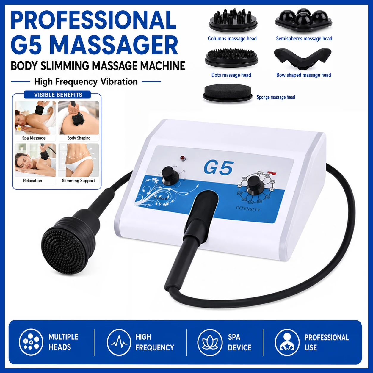 Professional G5 Massager High Frequency Vibration Slim Weight Loss Machine Fat Dissolving Cellulite Massage Muscle Relaxation