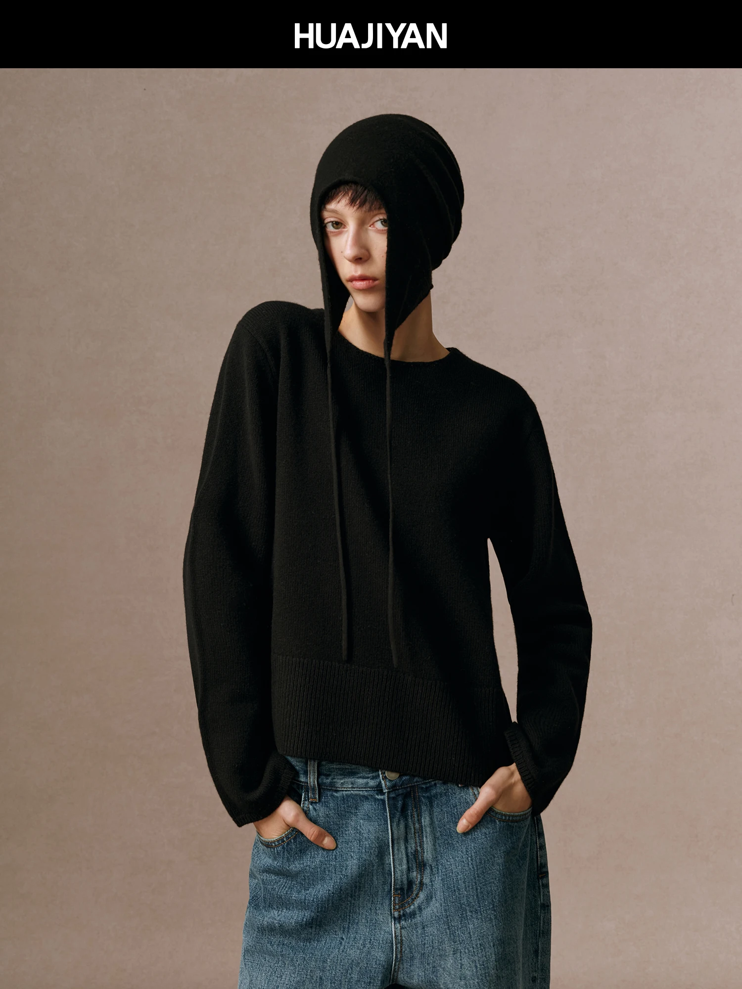 

Вязаный вручную пуловер из 100% шерсти с круглым вырезом от Hua Ji Yan Long Sve mat Sle Pure, эксклюзивно для электронной коммерции