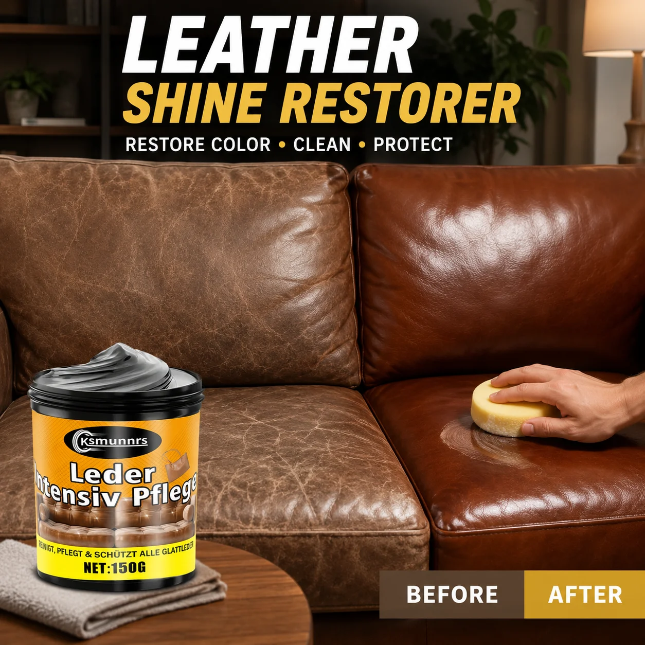 Leather Repair and Polish Cream for Car Seats Sofas Shoes Bags Jackets and Leather Care