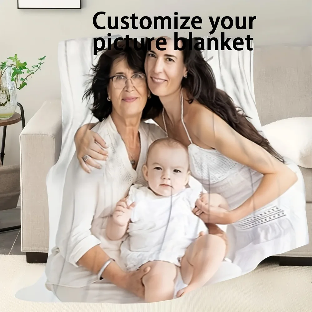 A Customized Photo Blanket, Personalized Blanket with Your Own Photo Printed on It, Exclusive Personalized Gift Blanket