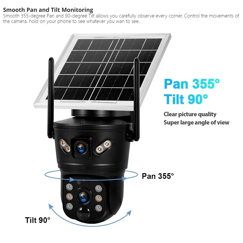 4G Camera Solar V380 Dual LensPIR Human Detection Night Vision Waterproof Security Video IP Camara 8MP 4K Battery CCTV Monitor