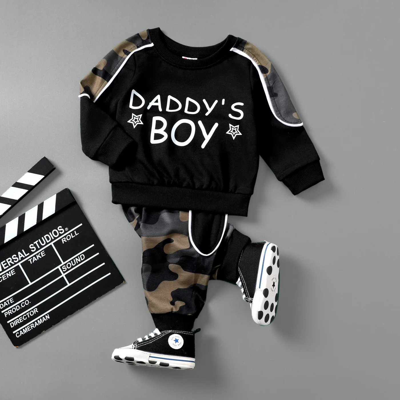 

PatPat 2pcs Baby Boy Casual Style Camouflage Set