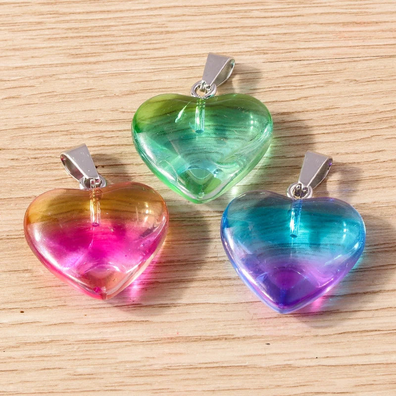 5 Stück 20 x 30 mm Mix süße bunte Liebes-Herz-Charms-Anhänger für Schmuckherstellung, Tropfen-Ohrringe, Halsketten, DIY-Bastelzubehör – Detail 3