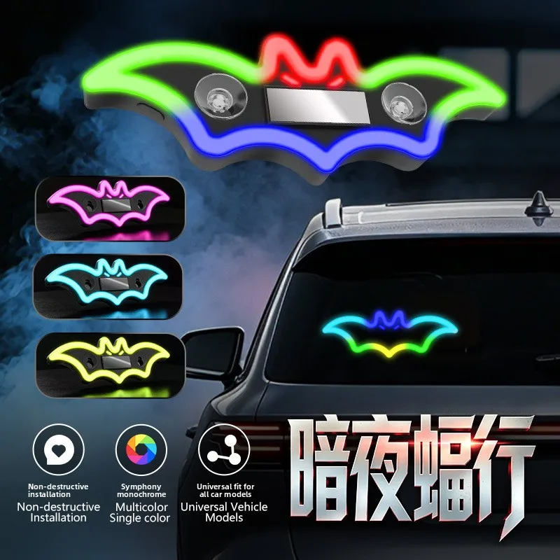 Car Bat Solar Decorative Light, On‑board LED Warning Light, Triangle Rear Window Glass Ambient Light
