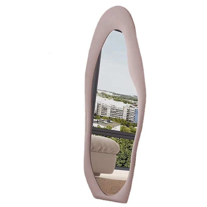 Maiden Pink Aesthetic Mirror Standing Modern Creative Quality Full Body Mirror Irregular Bedroom Mural Home Decoration