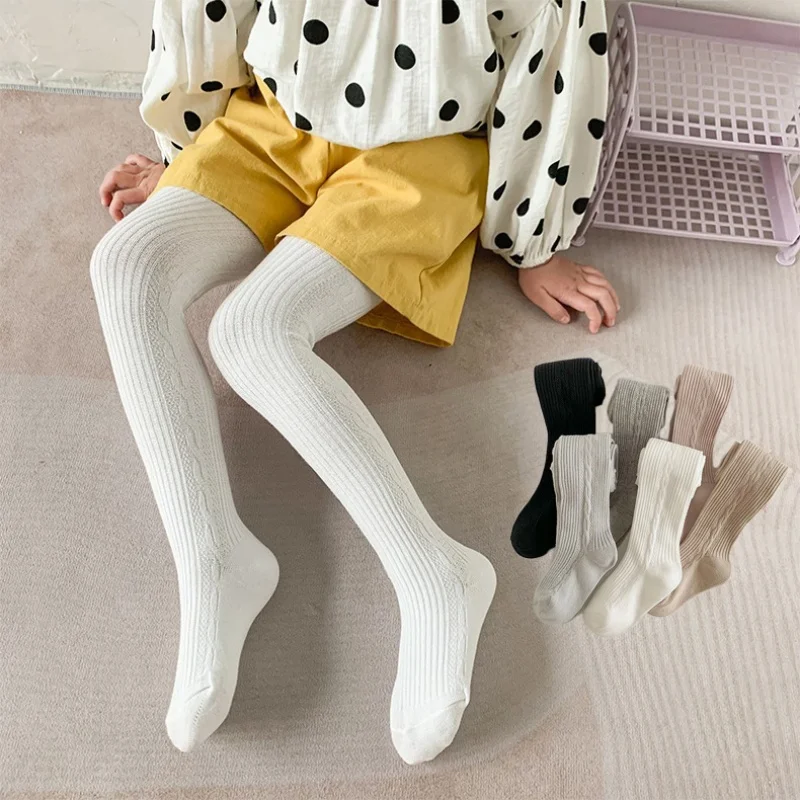 Children's Girls Tights 2-8Years Knitting Fashion Soild Girls Leggings Soft Elegant Kids Pantyhose Spring Autumn New Child Tight