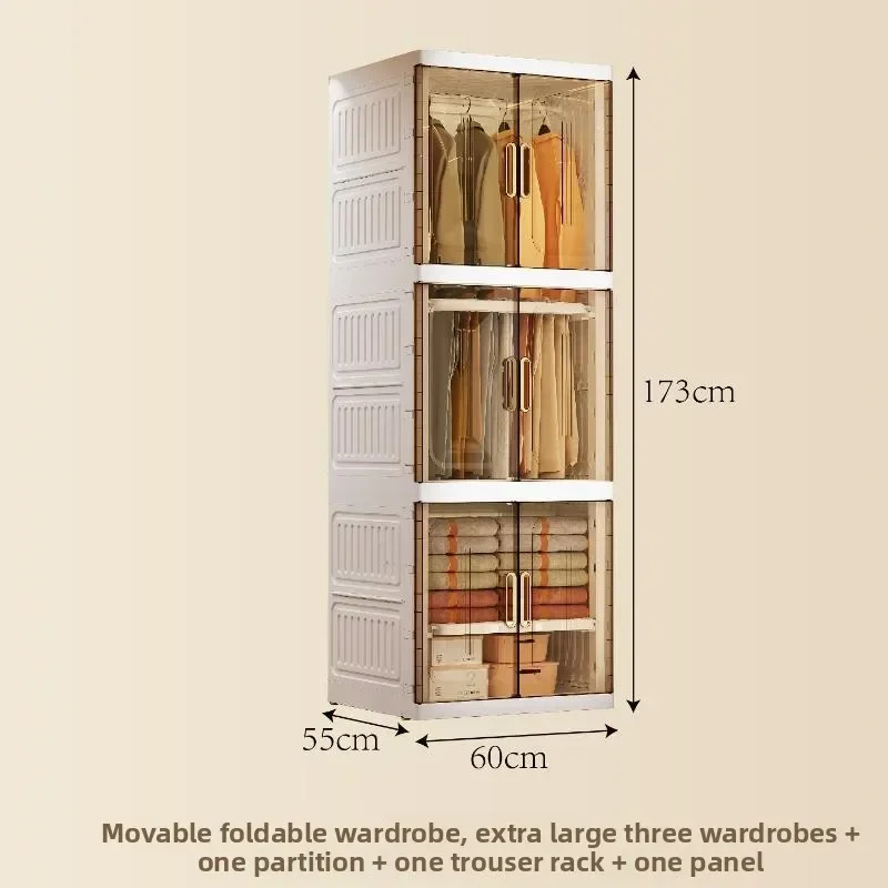 Household foldable storage cabinet storage box bedroom clothes toy wardrobe multi-layer transparent storage wardrobe
