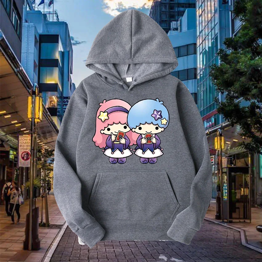 Male Sweatshirts Pocket Anime Sanrio Little Twin Stars Long Sleeve Cozy Popular Streetwear Men Hoodies Autumn Winter Pullover