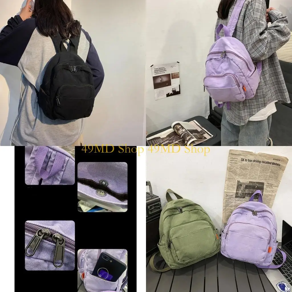 

49MD однотонный школьный рюкзак, рюкзак для ноутбука, парусиновая школьная сумка для студентов-подростков, студенческий рюкзак с