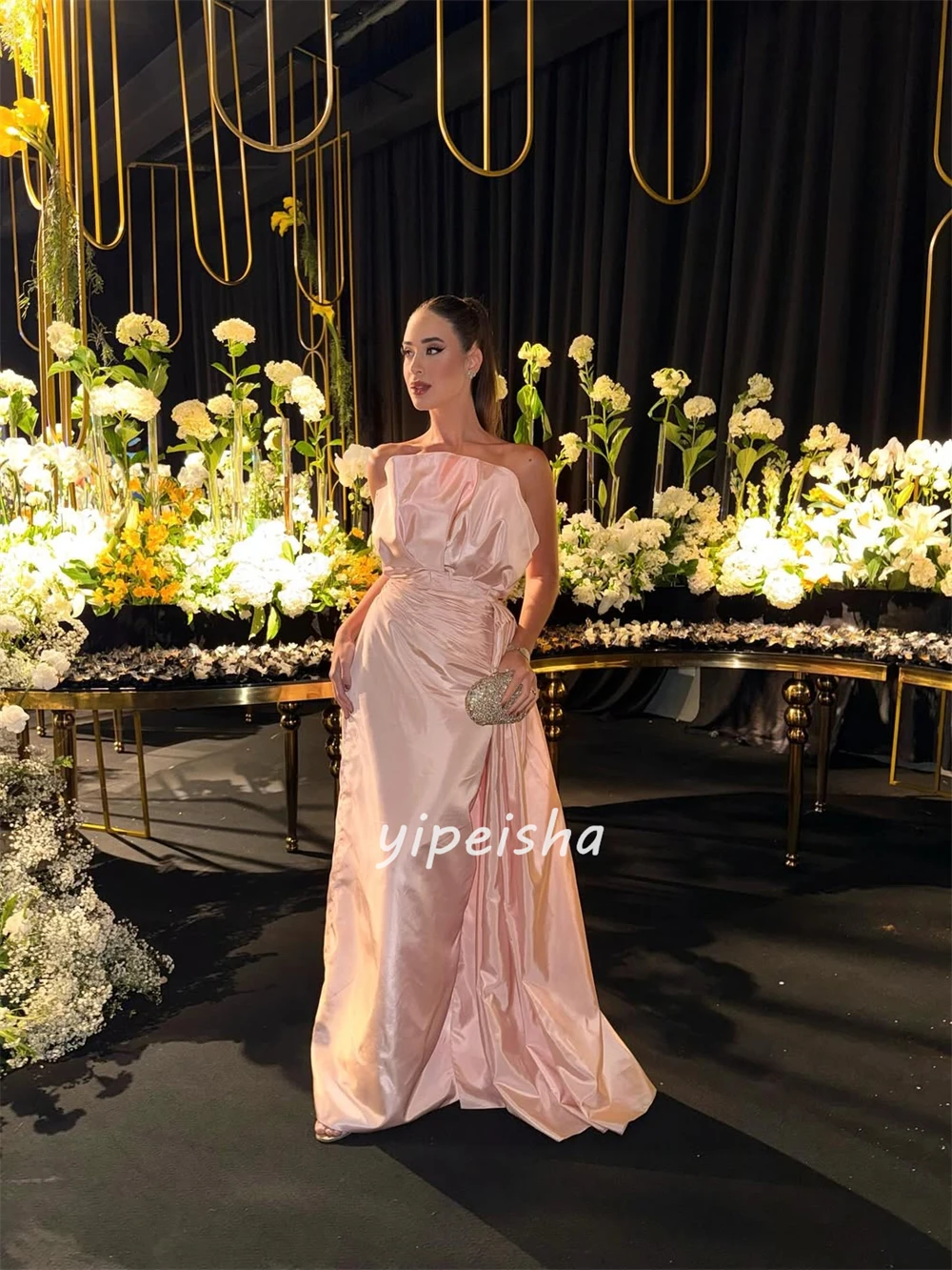 Personalizado de alta qualidade simples plissado ruched em linha reta sem alças vestidos longos sob medida vestidos de ocasião tamanhos disponíveis formal