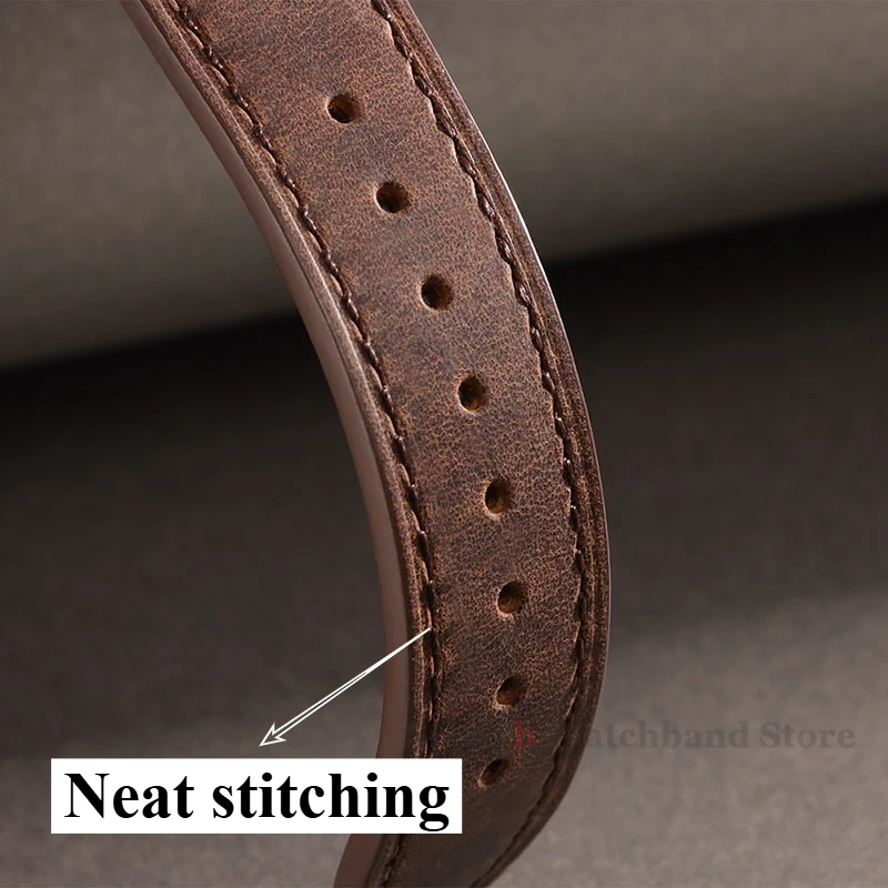 Винтажный кожаный ремешок для часов Seiko, пряжка-бабочка, ремешок из воловьей кожи для Omega 18/19/20/21/22/24 мм для браслета на запястье