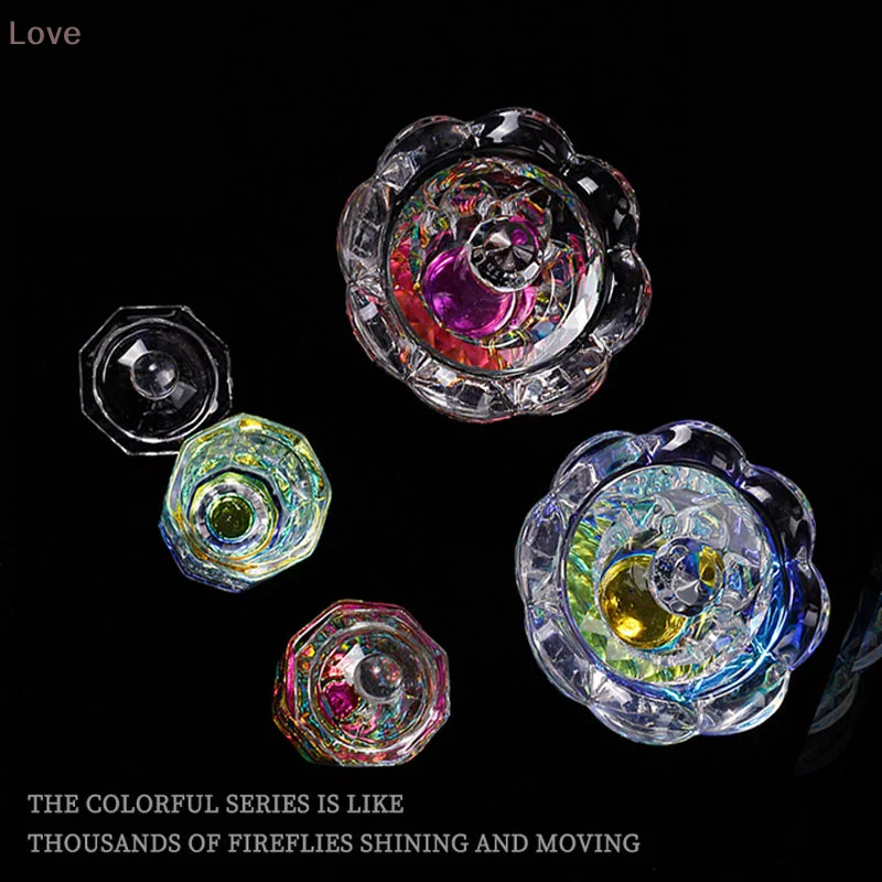 [L&P] طبق سائل من الأكريليك الشفاف بألوان قوس قزح، طبق زجاجي، أداة فنية للأظافر